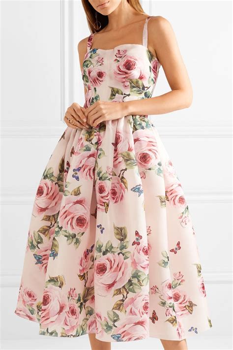 dolce gabbana dress roses organza|dolce gabbana rose print midi dress.